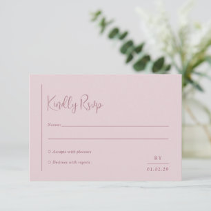 Minimal geometrisch rosa Moderne Hochzeit RSVP Karte