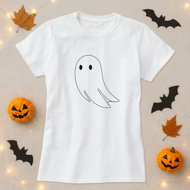 Minimal Ghost-Kontur Halloween T-Shirt (Von Creator hochgeladen)
