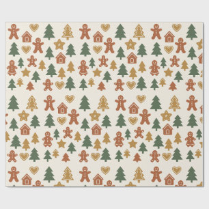 Minimal Gingerbread Pattern Geschenkpapier