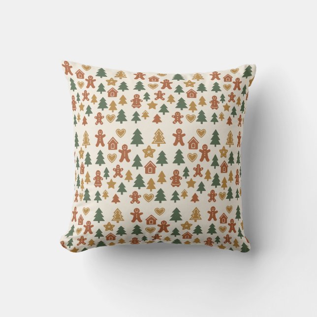 Minimal Gingerbread Pattern Kissen (Vorderseite)