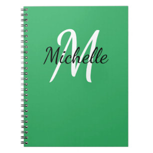 Minimal Girly Green Monogram Name & Initial Notizblock