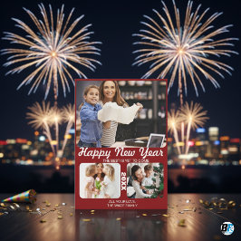 Minimal glücklich Neues Jahr Weiß 3 Collage Multi- Feiertagskarte