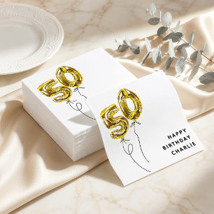 Minimal Gold 50 Ballon 50. Geburtstagsfeier Serviette