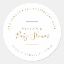 Minimal Gold Baby Duwer Circular Rücksendeadresse Runder Aufkleber