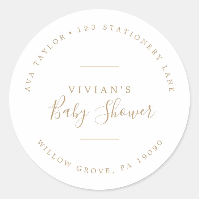 Minimal Gold Baby Duwer Circular Rücksendeadresse Runder Aufkleber (Vorderseite)