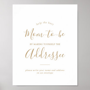Minimal Gold Baby Shower Address an Envelope Sign Poster