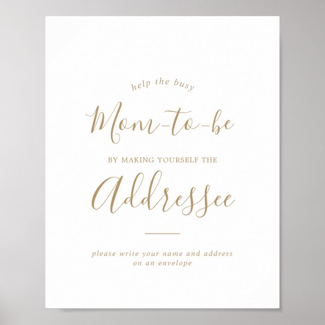 Minimal Gold Baby Shower Adresse ein Umschlag-Zeic Poster (Vorne)