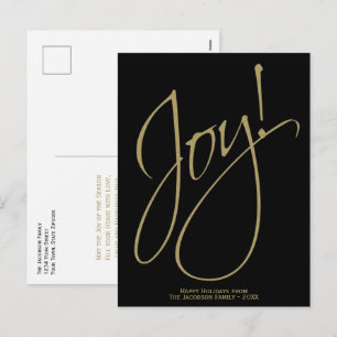 Minimal Gold & Black Simple Joy Einzigartiges Eleg Feiertagspostkarte