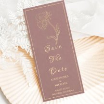 Minimal Gold Blume Kalligraphie Save the Date