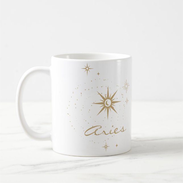 Minimal Gold Celestial Aries Zodiac Sign Kaffeetasse (Links)