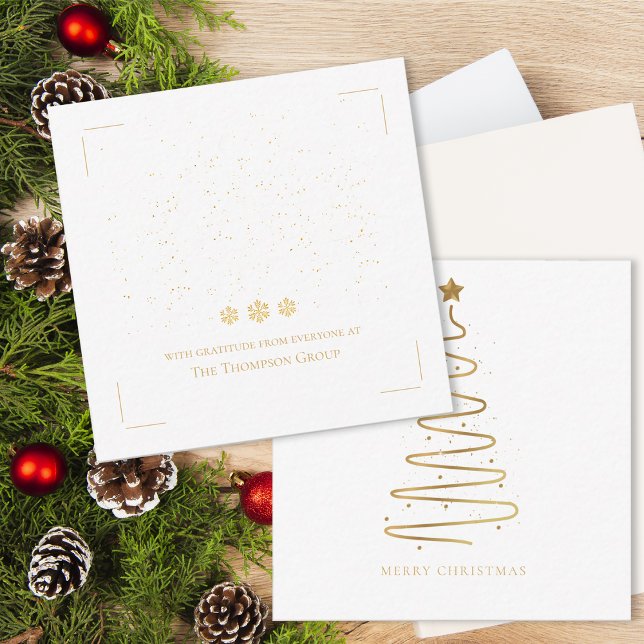 Minimal Gold Christmas Tree Corporate Holiday Mitteilungskarte (Minimal Gold Christmas Tree Corporate Holiday Note Card)