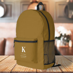 Minimal Gold Elegant Anspruchsvolles Luxe Monogram Bedruckter Rucksack