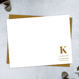 Minimal Gold Elegant Anspruchsvolles Luxe Monogram Mitteilungskarte