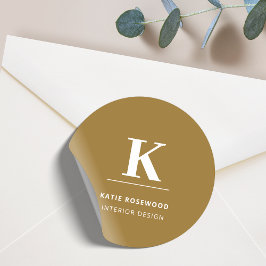 Minimal Gold Elegant Anspruchsvolles Luxe Monogram Runder Aufkleber