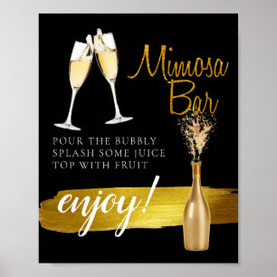 Minimal Gold Elegante Bridal Brunch Mimosa Bar Sig Poster