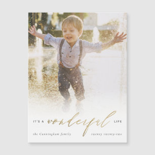 Minimal Gold Es ist ein wunderbares Foto Weihnacht Magneteinladung