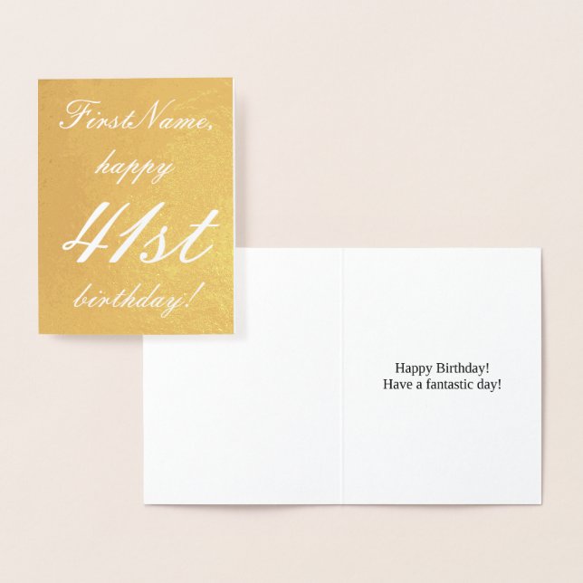Minimal Gold Foil 41. Geburtstag Grußkarte Folienkarte (Anzeige)