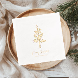 Minimal Gold Foil Christmas Tree Personalized Servietten Mit Folie