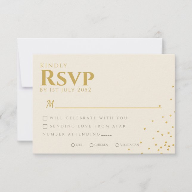 Minimal Gold Foil Dot Wedding RSVP Card (Vorderseite)
