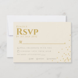 Minimal Gold Foil Dot Wedding RSVP Card Karte
