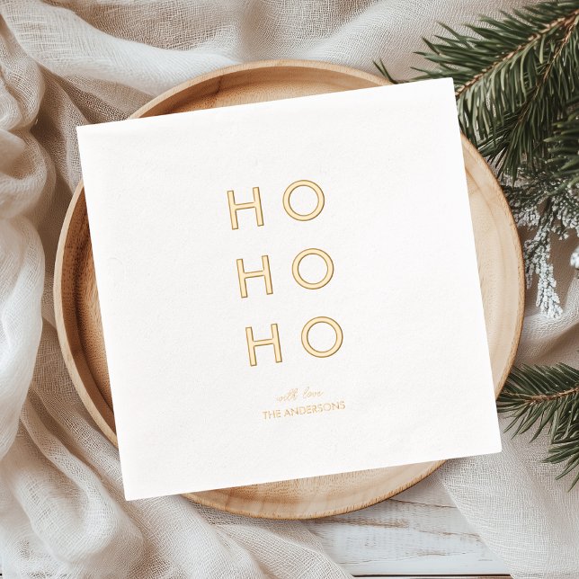 Minimal Gold Foil “HO HO HO” Christmas  Servietten Mit Folie (Von Creator hochgeladen)