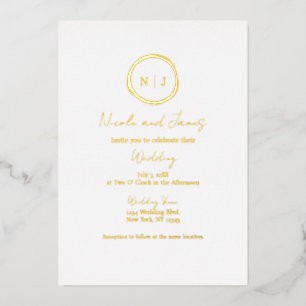 Minimal Gold Foil White Modern Glam Wedding Folieneinladung