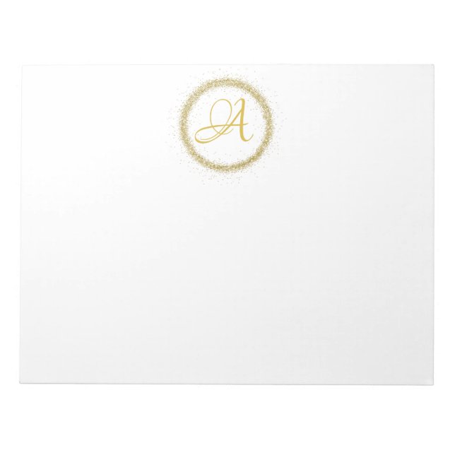 *~* Minimal Gold Glitzer Monogram Initial Girly Notizblock (Vorderseite)