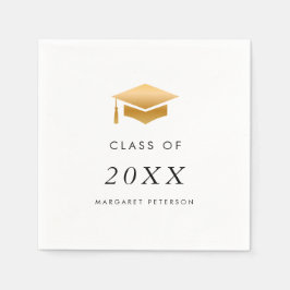 Minimal Gold Grad Cap Moderne Graduierungspartei Serviette