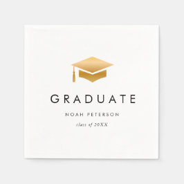 Minimal Gold Grad Cap Moderne Graduierungspartei Serviette