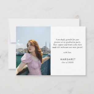 Minimal Gold Grad Cap Moderner Foto Abschluss Dankeskarte