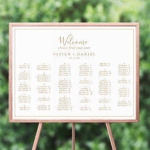 Minimal Gold Horizontales Alphabetisches Sitzdiagr Poster