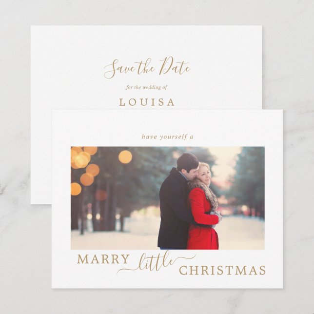 Minimal Gold Marry Kleine Weihnachten Save the Dat (Vorne/Hinten)
