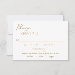 Minimal Gold Moderne Hochzeit RSVP Karte