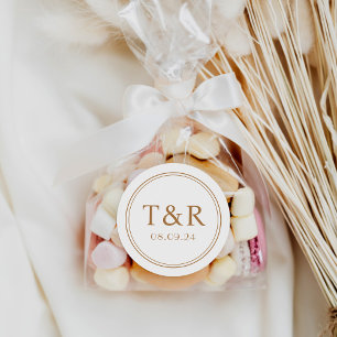 Minimal Gold Monogram Wedding Umschlag Aufkleber