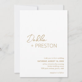 Minimal Gold QR Code Moderne Hochzeit Einladung