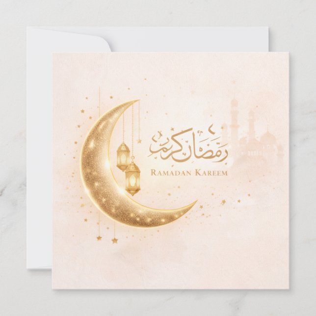 Minimal Gold Ramadan Kareem Card– Elegant Islamic Einladung (Vorderseite)