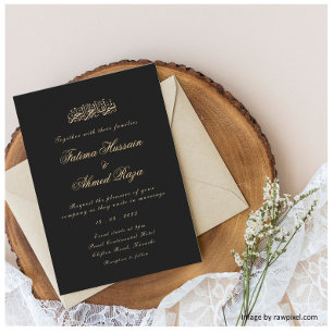 Minimal Gold Script islamische Heirat Einladung