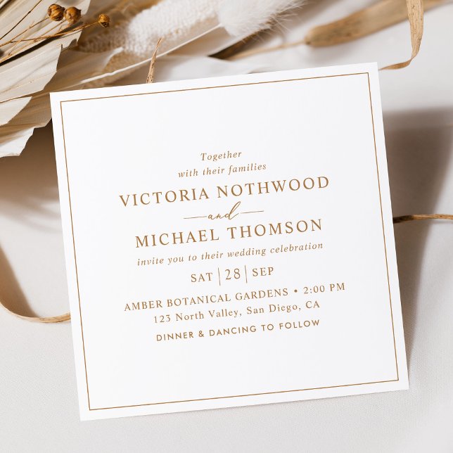Minimal Gold Script Square Wedding Einladung (Von Creator hochgeladen)