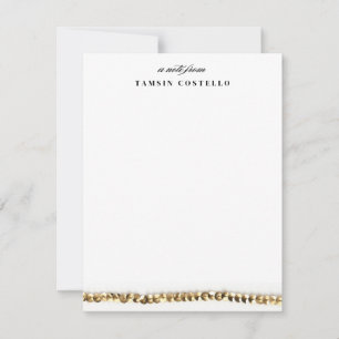 Minimal Gold Sequin Flat Note Personal Stationery Einladung