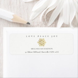 Minimal Gold Snowflake Liebe Joy Peace Address