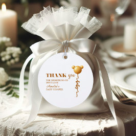 Minimal Gold Teddy Balloon Thank You  Geschenkanhänger