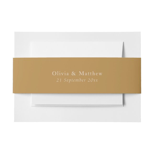 Minimal Gold Text Classic Wedding Envelope Einladungsbanderole (Vorderseite Beispiel)