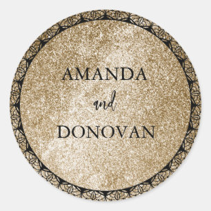 Minimal Gold und Black Wedding Umschlag Aufkleber
