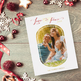 Minimal Golden Liebe Freude Friede Weihnachtsfamil Folien Feiertagspostkarte