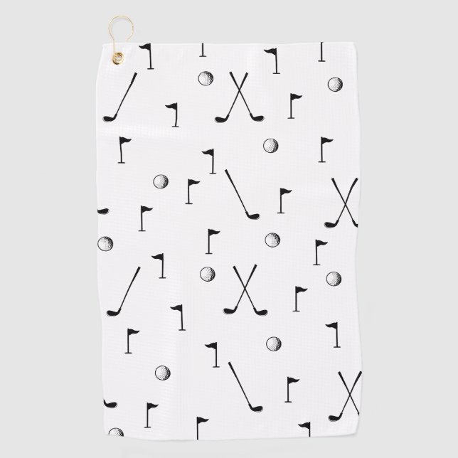 Minimal Golf Pattern Ball Flag Klettergarten Golfhandtuch (Vorderseite)