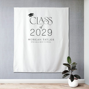 Minimal Graceful Elegance Class of 2025 Grad Party Wandteppich