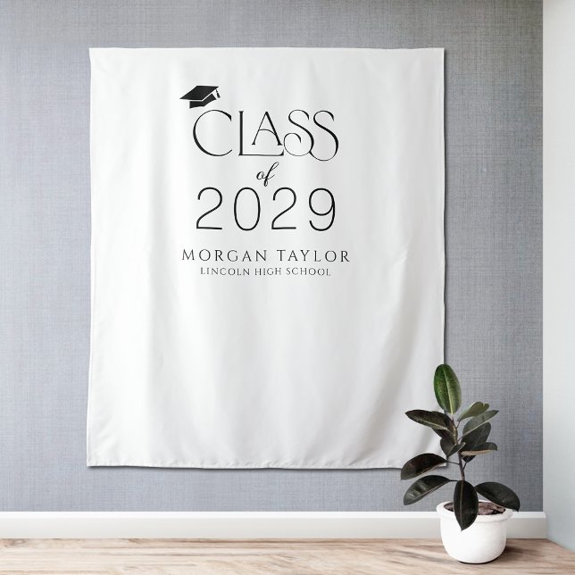 Minimal Graceful Elegance Class of 2025 Grad Party Wandteppich (Minimal Graceful Elegance Class of 2025 Grad Party Tapestry)