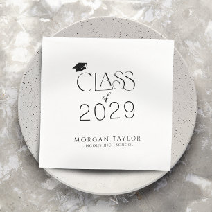 Minimal Graceful Elegance Class of 2025 Graduate Serviette