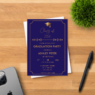 Minimal Grad Party Blue Acrylic Invitation Acryleinladungen