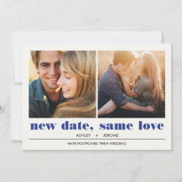 Minimal grafisch | 2 Fotos Hochzeitsaufschub Karte
